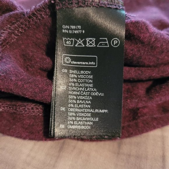 Medium H&M Basic Burgundy Long Sleeve Bodycon Dress - Picture 7 of 8